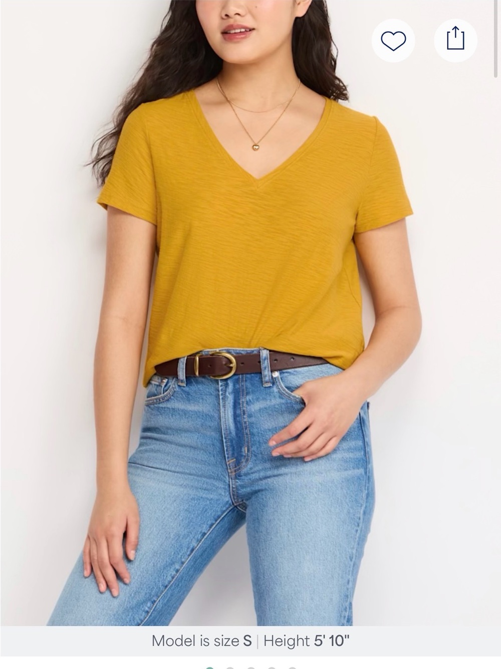 Market & Spruce Mirelle Super Slub Mustard V-Neck Short Sleeve Top Stitch Fix